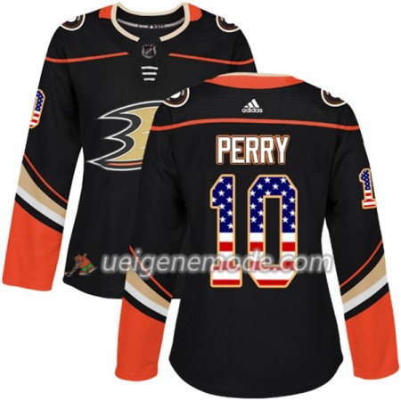 Dame Eishockey Anaheim Ducks Trikot Corey Perry 10 Adidas 2017-2018 Schwarz USA Flag Fashion Authentic